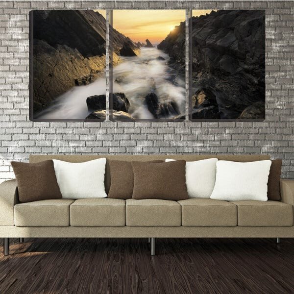 Quadro canvas 68x126 rio sobre a fenda de pedras - 2
