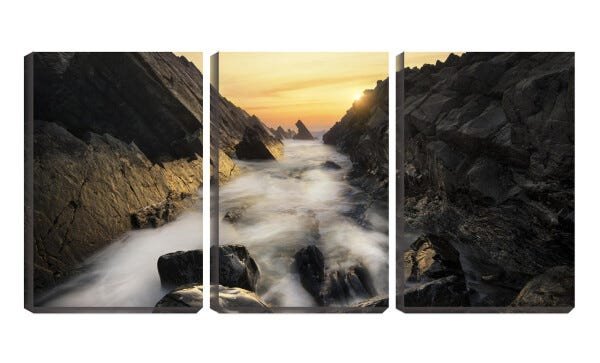 Quadro canvas 68x126 rio sobre a fenda de pedras - 1