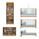 Ver imagem 5 de Quarto de Bebê Completo Berço Americano 3 em 1 Colchão Doçura Multimóveis Mp4674 Madeirado/off