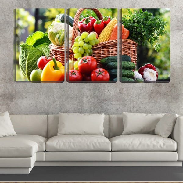 Quadro canvas 68x126 cesta de vime com verduras - 2