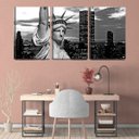 Ver imagem 2 de Quadro canvas 68x126 estátua da liberdade pb e prédios