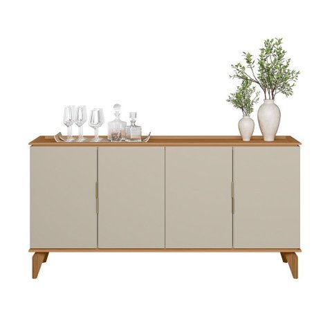 Buffet Aparador 4 Portas 160cm Pés de Madeira Chanfrado Mica L04 - D'rossi