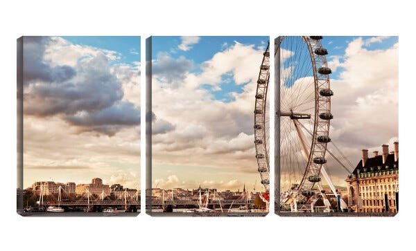 Quadro canvas 68x126 roda gigante na cidade retrô - 1