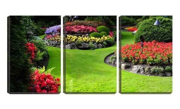 Quadro canvas 68x126 jardim colorido de flores - 1