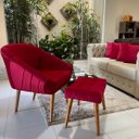 Ver imagem 3 de Kit Duas Poltronas Giovana em Sued Premium:vermelho Pés Madeira Claro