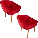 Ver imagem 1 de Kit Duas Poltronas Giovana em Sued Premium:vermelho Pés Madeira Claro