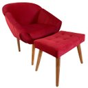 Ver imagem 4 de Kit Duas Poltronas Giovana em Sued Premium:vermelho Pés Madeira Claro