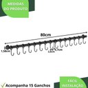 Ver imagem 6 de Porta Utensílios e Talheres 80cm com 15 Ganchos Preto Fs