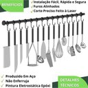 Ver imagem 5 de Porta Utensílios e Talheres 80cm com 15 Ganchos Preto Fs