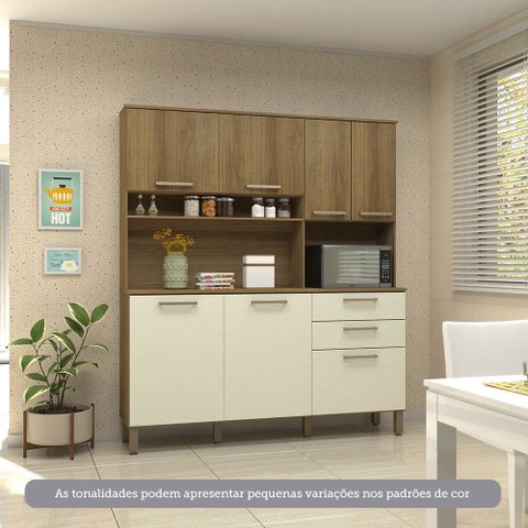 Cozinha Compacta 165,40cm 7 Portas e 2 Gavetas com Tampo 353 Luciane Móveis
