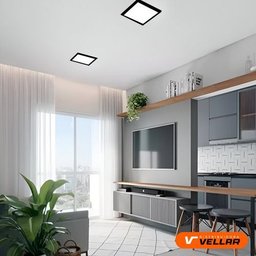 Painel Plafon de Led Sobrepor 25w Quadrado - Preto Bivolt - 4