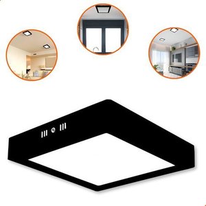 Painel Plafon de Led Sobrepor 25w Quadrado - Preto Bivolt