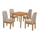 Ver imagem 1 de Conjunto Mesa 90x90 com 4 Cadeiras Blend Pés Madeira Maciça Apartamento Compacto Premium - Bege