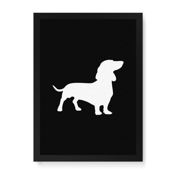 Quadro Decorativo Tela Canvas Silhueta Dachshund - 32,5x23cm (Moldura caixa laca preta) - Arte Manía - 1
