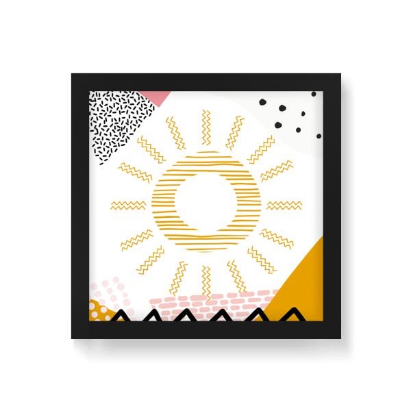 Quadro Decorativo Tropicalia Sol - 50x50cm (Moldura em laca preta) - Arte Maníacos - 1
