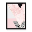 Ver imagem 1 de Quadro Decorativo Geométrico Triângulos Mármore Rosa - 46x32,5cm (Moldura caixa laca preta) - Arte M