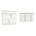 Ver imagem 2 de Conjunto Guarda-Roupa 12 Portas e Cômoda 8 Gavetas 100% Madeira Maciça - Topázio Finestra Móveis Branco/Freijó