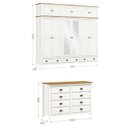 Ver imagem 3 de Conjunto Guarda-Roupa 12 Portas e Cômoda 8 Gavetas 100% Madeira Maciça - Topázio Finestra Móveis Branco/Freijó