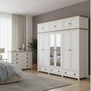 Ver imagem 1 de Conjunto Guarda-roupa 12 Portas e Cômoda 8 Gavetas 100% Madeira Maciça - Topázio Finestra Móveis