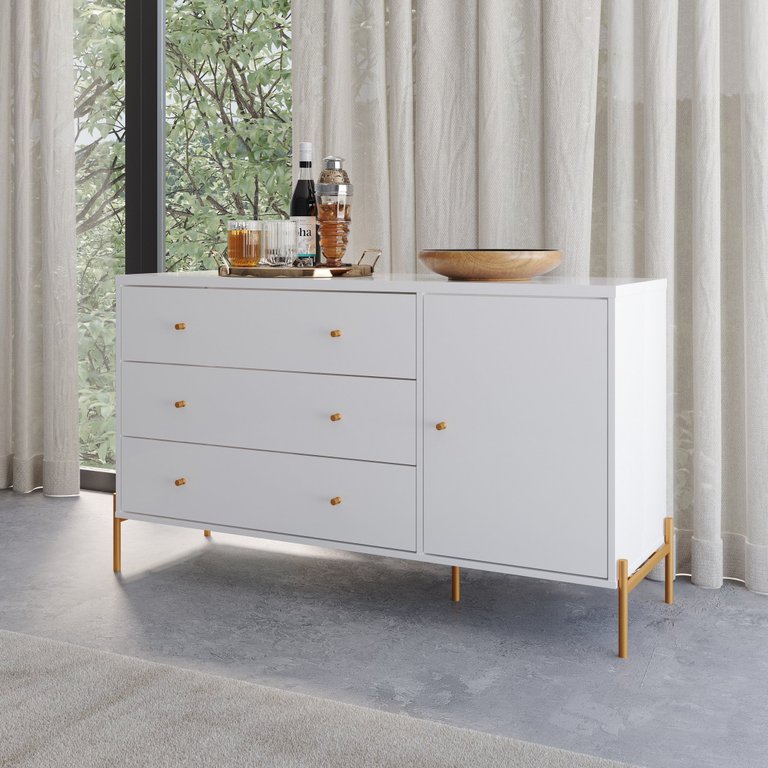 Cômoda 3 Gavetas 1 Porta Jasper Branco 135cm