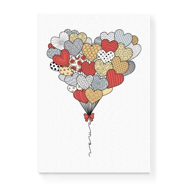 Quadro Decorativo em Tela Canvas Bal?es de Amor - 32,5x23cm - Arte Maníacos - 1
