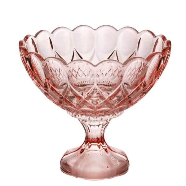 Centro de Mesa Cristal com Pé Angel Rosa 22x19cm Wolff - 1