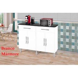 Balcao Madri Plus Branco Marm. com 2 gavetas + 4 portas PASSE BEM - 5