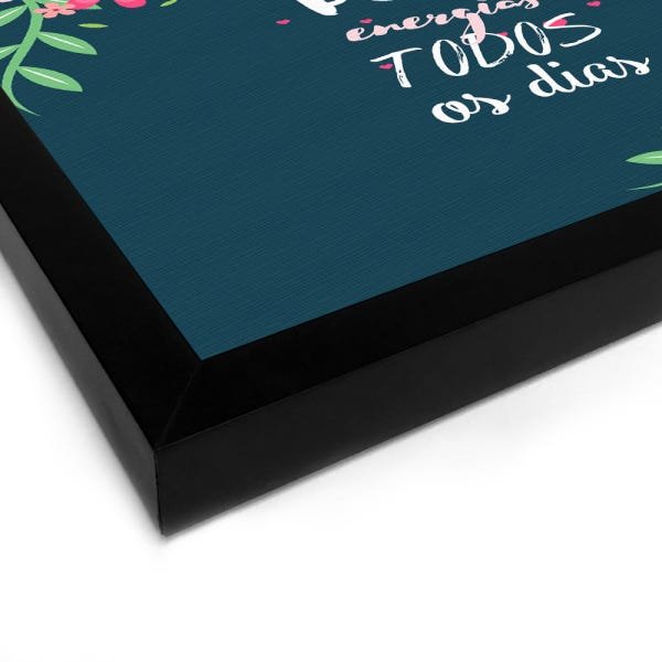 Quadro Decorativo Tela Canvas Boas Energias Flores - 32,5x23cm (Moldura caixa laca preta) - Arte Man - 2
