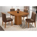 Ver imagem 1 de Conjunto: Mesa Sala Jantar Maldivas C/ Tampo Madeirado Canto Curvo 90x90cm e 4 Cadeiras Maldivas