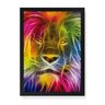 Quadro Decorativo Tela Canvas Leão Colorido - 32,5x23cm (Moldura caixa laca preta) - Arte Maníacos - 1