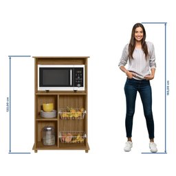 Balcão com Fruteira 1 Porta 2 Cestos Notável Nt 3075 Marrom Branco - 3