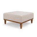 Ver imagem 1 de Puff Decorativo Quadrado com Rodapé Madeira Sara - Linho Nude