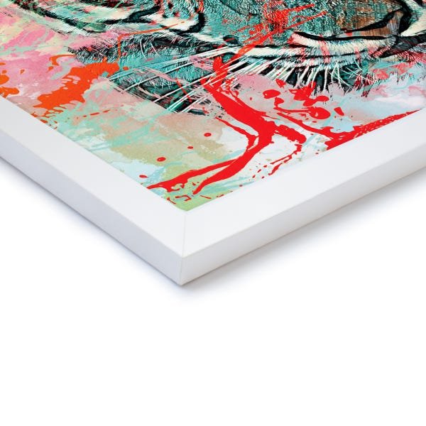 Quadro Decorativo Tigre Tintas Close - 32,5x23cm (Moldura em laca branca) - Arte Maníacos - 2