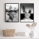 Ver imagem 1 de Kit 2 Quadros Fotografias Abstratas Mulheres árvores 24x18cm:madeira Branca