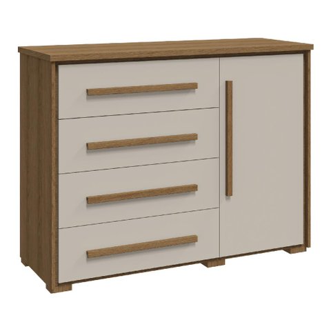 Cômoda Grande com Sapateira e 4 Gavetas Angra Rimo - Jequitibá/offwhite