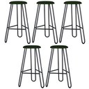Ver imagem 1 de Kit 05 Banquetas Baixa Bar Cozinha Sala de Jantar Áris C01 Preto Linho Verde Musgo - Lyam Decor