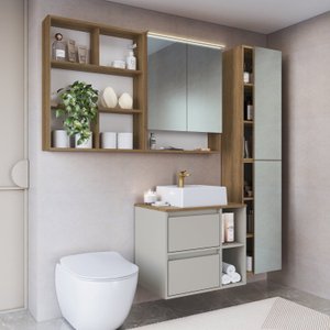 Conjunto para Banheiro 5 Peças com Iluminação em Led e Cuba 156cm Cb.bn8005