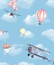 Ver imagem 1 de PAPEL DE PAREDE KANTAI HELLO KIDS - BALÃO E AVIÃO AZUL CLARO