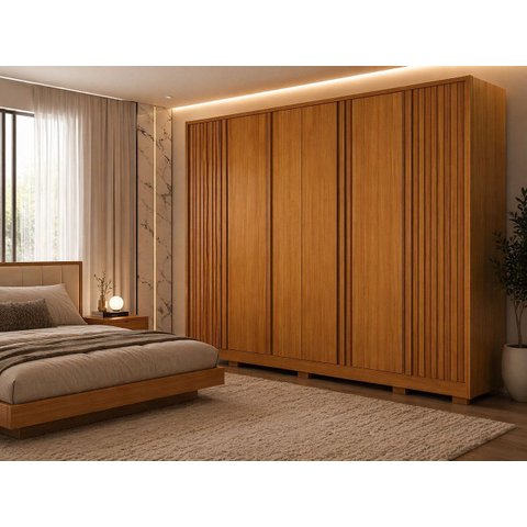 Guarda Roupa Casal Grande Mdf Ripado 6 Portas Premium- Arbo