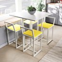 Ver imagem 1 de Conjunto Mesa Branca 4 Cadeiras Pequena Estofado Industrial White