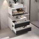 Ver imagem 7 de Conjunto Gabinete Banheiro Creta 60cm (gabinete+espelheira+cuba) Branco Preto