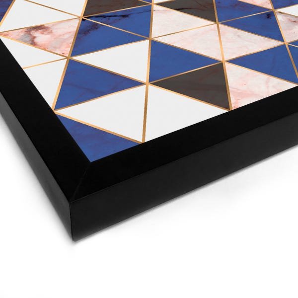 Quadro Decorativo Triangulos Mármore Azul - 30x30cm (Moldura caixa em laca preta) - Arte Maníacos - 2