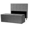 Kit Cabeceira e Calçadeira Baú Solteiro 0,90m Roma Suede Cinza - Pallazio - 1