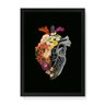 Quadro Decorativo Coração Floral - 65x46cm (Moldura em laca preta) - Arte Maníacos - 1