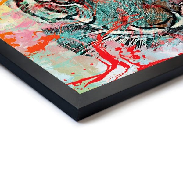 Quadro Decorativo Tigre Tintas Close - 30x30cm (Moldura em laca preta) - Arte Maníacos - 2