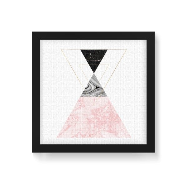 Quadro Decorativo em Tela Canvas Geométrico Triângulos Pirâmide - 30x30cm (Moldura caixa em laca pre - 1