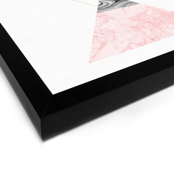 Quadro Decorativo em Tela Canvas Geométrico Triângulos Pirâmide - 30x30cm (Moldura caixa em laca pre - 2