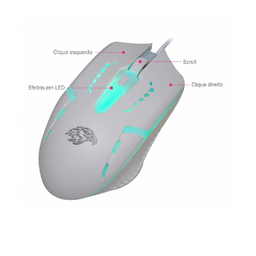 Kit Gamer Kmw5228 Branco Rgb Rainbow + Moa834 - 12