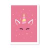 Quadro Decorativo Unicórinio Rosto Rosa - 23x16,25cm (Moldura caixa em laca branca) - Arte Maníacos - 1