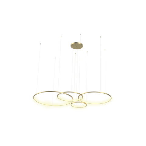 Lustre Pendente Anel de Led Losi 4 Argolas Aro em Alumínio 122W